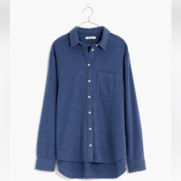 Madewell Flannel Side-Button Oversized Ex-Boyfriend Shirt. Size S . Style NC838 - Picture 2 of 12